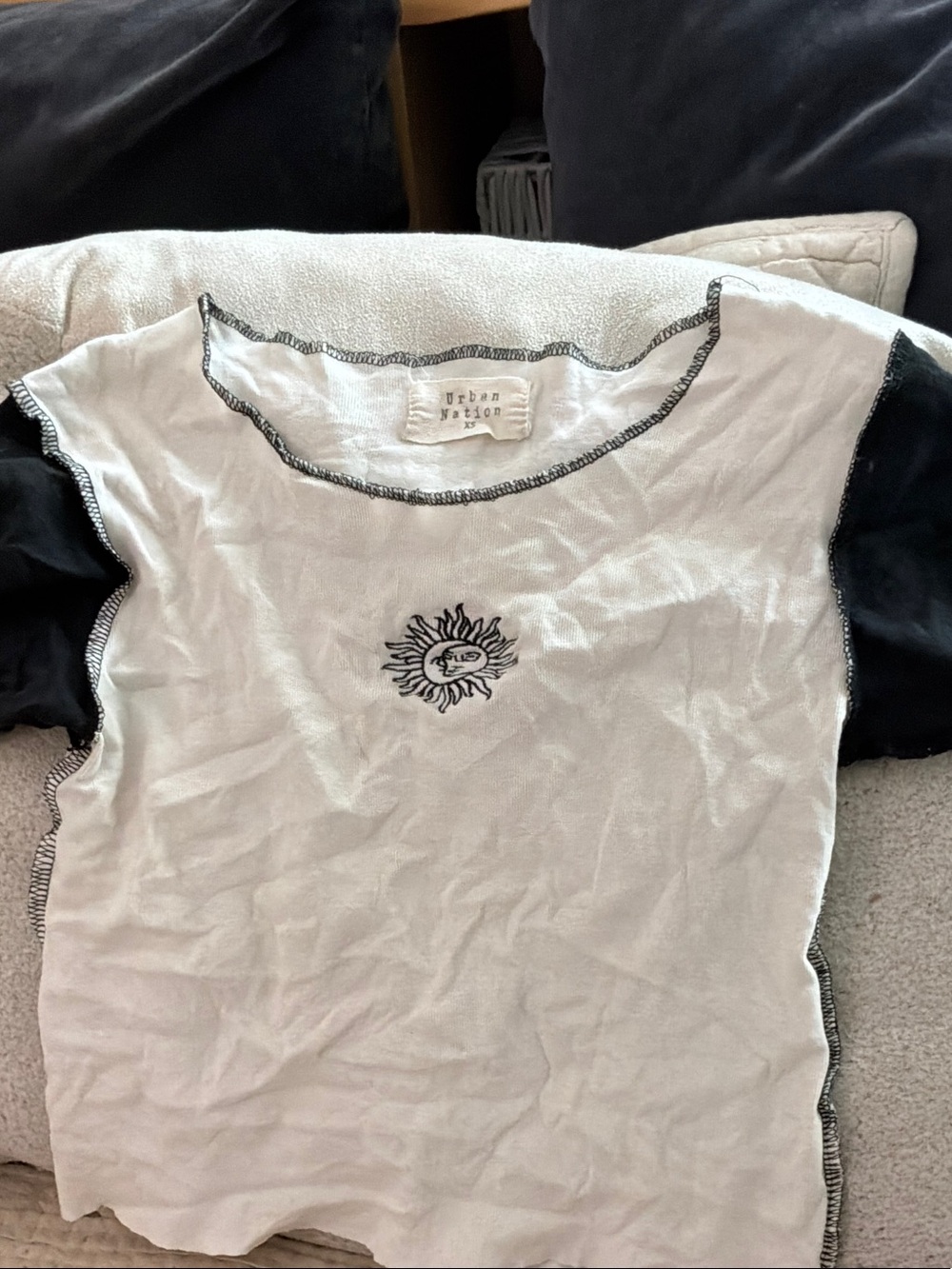 Teen color block crop top inside out style